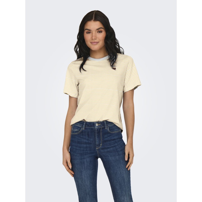 JDY Pisa S/S Print Top - Cloud Dancer / Double Cream