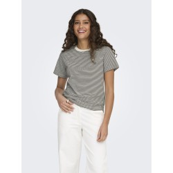 JDY Pisa S/S Print Top - Cloud Dancer / Chicory Coffee