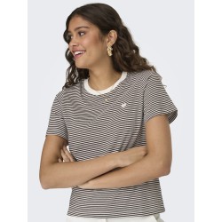 JDY Pisa S/S Print Top - Cloud Dancer / Chicory Coffee