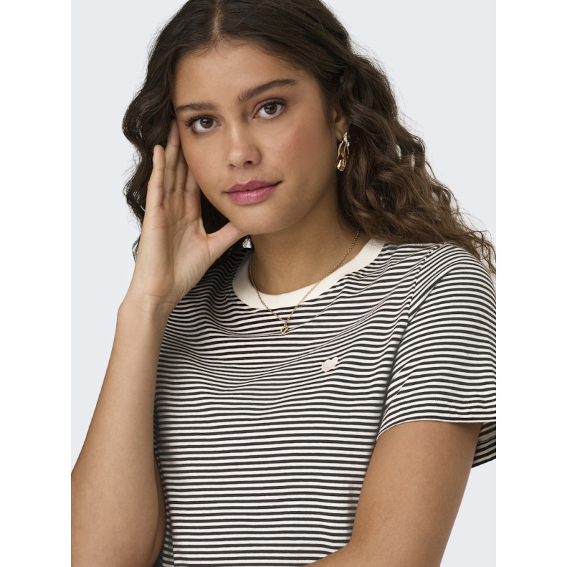 JDY Pisa S/S Print Top - Cloud Dancer / Chicory Coffee