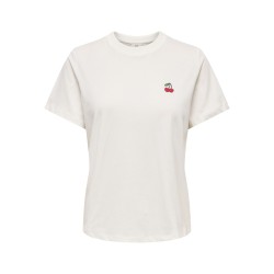 JDY Pisa S/S Print Top - Cloud Dancer / Cherry