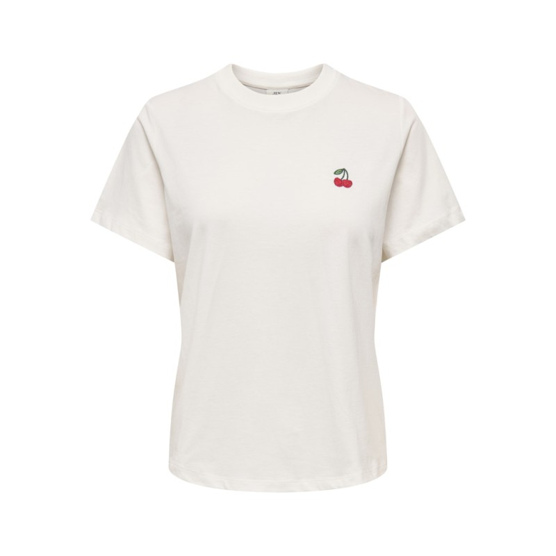 JDY Pisa S/S Print Top - Cloud Dancer / Cherry