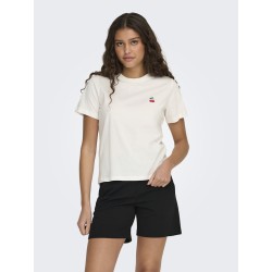 JDY Pisa S/S Print Top - Cloud Dancer / Cherry