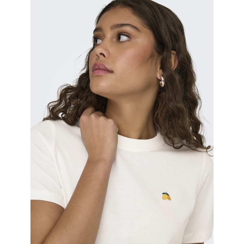 JDY Pisa S/S Print Top - Cloud Dancer / Lemon