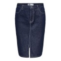 JDY Bella HW Midi Slit Nederdel - Dark Blue Denim
