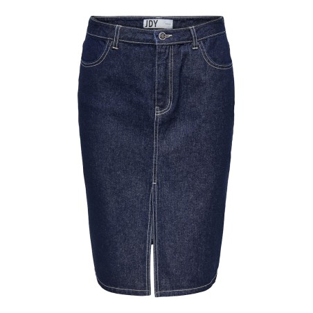 JDY Bella HW Midi Slit Nederdel - Dark Blue Denim
