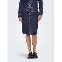JDY Bella HW Midi Slit Nederdel - Dark Blue Denim