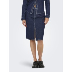 JDY Bella HW Midi Slit Nederdel - Dark Blue Denim