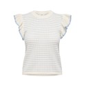 JDY Carice S/L Strik Top Med Flæser - Cloud Dancer / Powder Blue