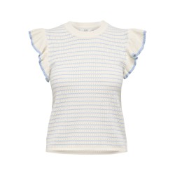 JDY Carice S/L Strik Top Med Flæser - Cloud Dancer / Powder Blue