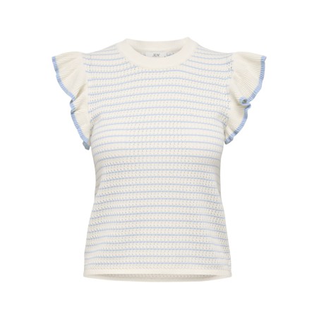 JDY Carice S/L Strik Top Med Flæser - Cloud Dancer / Powder Blue