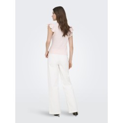 JDY Carice S/L Strik Top Med Flæser - Chalk Pink / Cloud Dancer