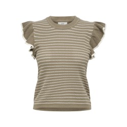 JDY Carice S/L Strik Top Med Flæser - Sepia Tint / Cloud Dancer