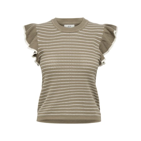 JDY Carice S/L Strik Top Med Flæser - Sepia Tint / Cloud Dancer