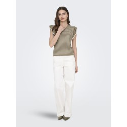 JDY Carice S/L Strik Top Med Flæser - Sepia Tint / Cloud Dancer