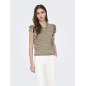 JDY Carice S/L Strik Top Med Flæser - Sepia Tint / Cloud Dancer