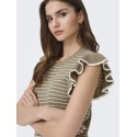JDY Carice S/L Strik Top Med Flæser - Sepia Tint / Cloud Dancer