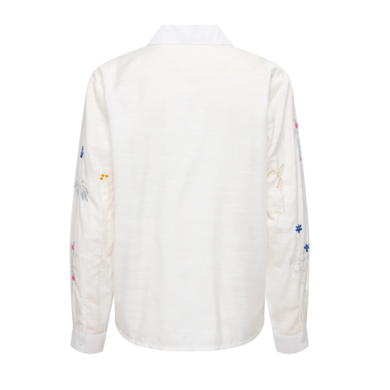 JDY Rhea L/S Loose Broderi Skjorte - Cloud Dancer