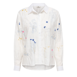 JDY Rhea L/S Loose Broderi Skjorte - Cloud Dancer