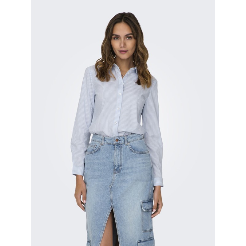 JDY Mio L/S Skjorte - Cashmere Blue/Hvide Striber