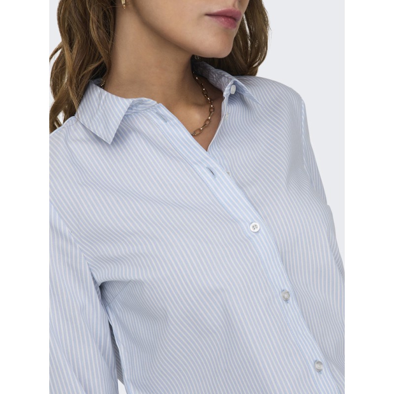 JDY Mio L/S Skjorte - Cashmere Blue/Hvide Striber