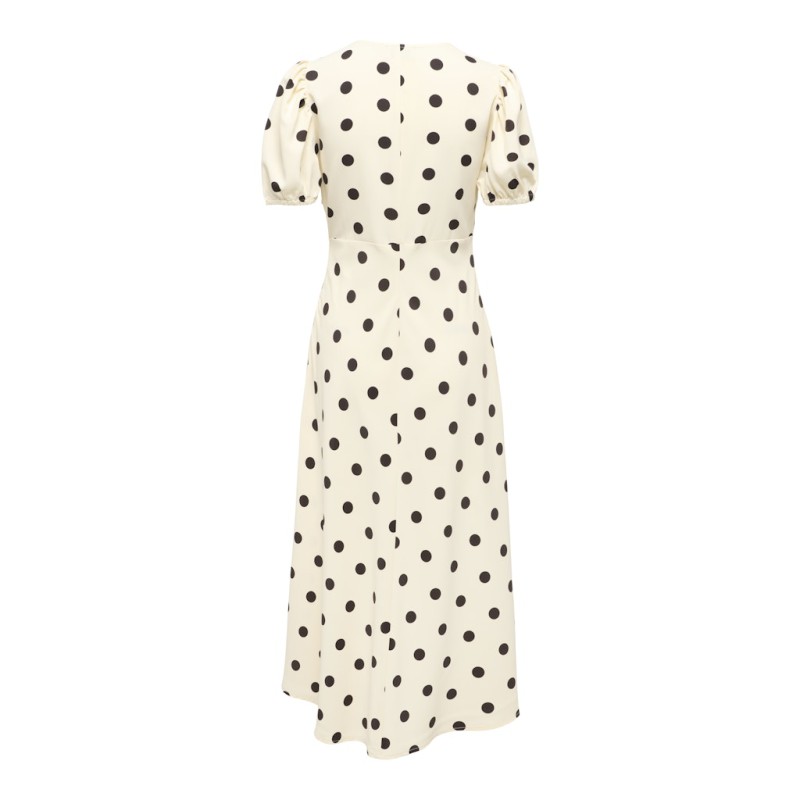JDY Aya S/S Midi Dots Kjole - Whitecap Gray / Chocolate Torte