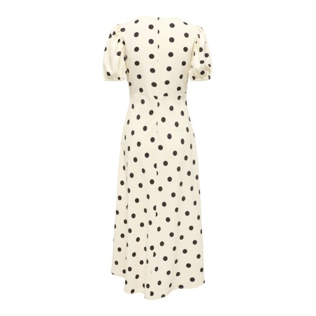 JDY Aya S/S Midi Dots Kjole - Whitecap Gray / Chocolate Torte
