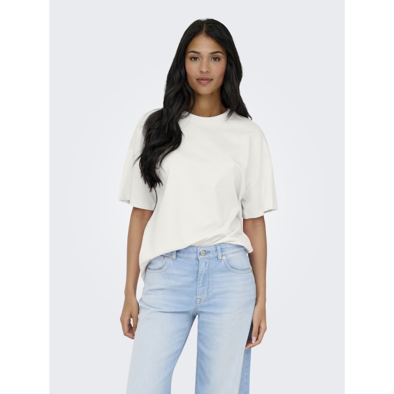 JDY Carla S/S OVersize T-shirt - Cloud Dancer