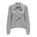JDY Zoey Life Strik Pullover Med Sløjfe - Light Grey Melange
