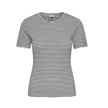 ONLY Saga Stribet S/S T-shirt - Cloud Dancer / Sort