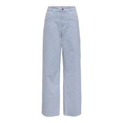 ONLY Rine MW Brede Stribet Bukser - Light Blue Denim