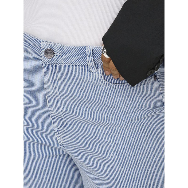 ONLY Rine MW Brede Stribet Bukser - Light Blue Denim