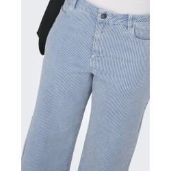 ONLY Rine MW Brede Stribet Bukser - Light Blue Denim