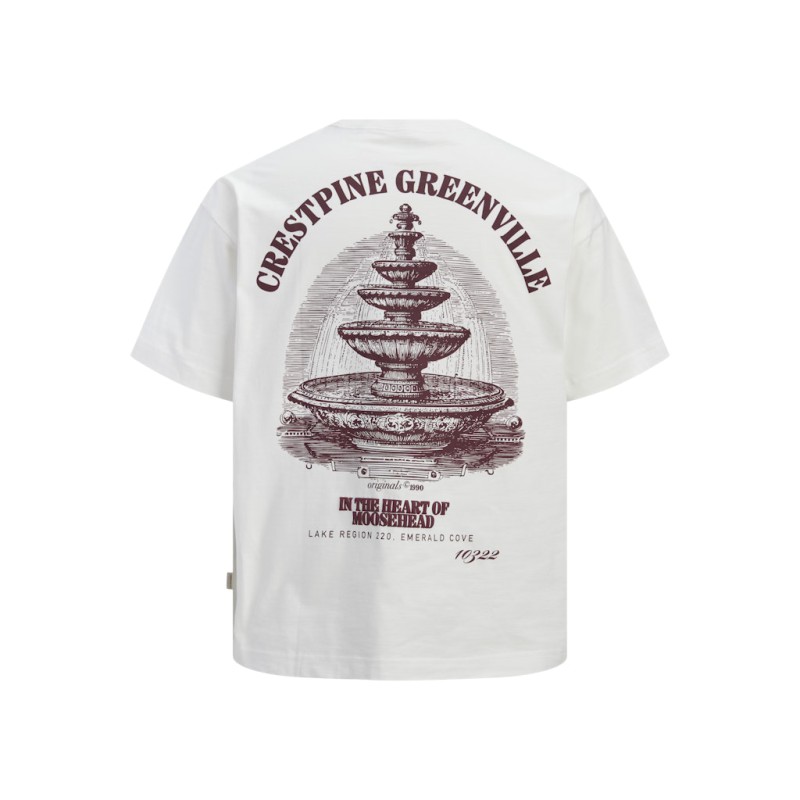 JACK & JONES Maine S/S bag Print T-shirt - Cloud Dancer