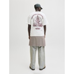 JACK & JONES Maine S/S bag Print T-shirt - Cloud Dancer