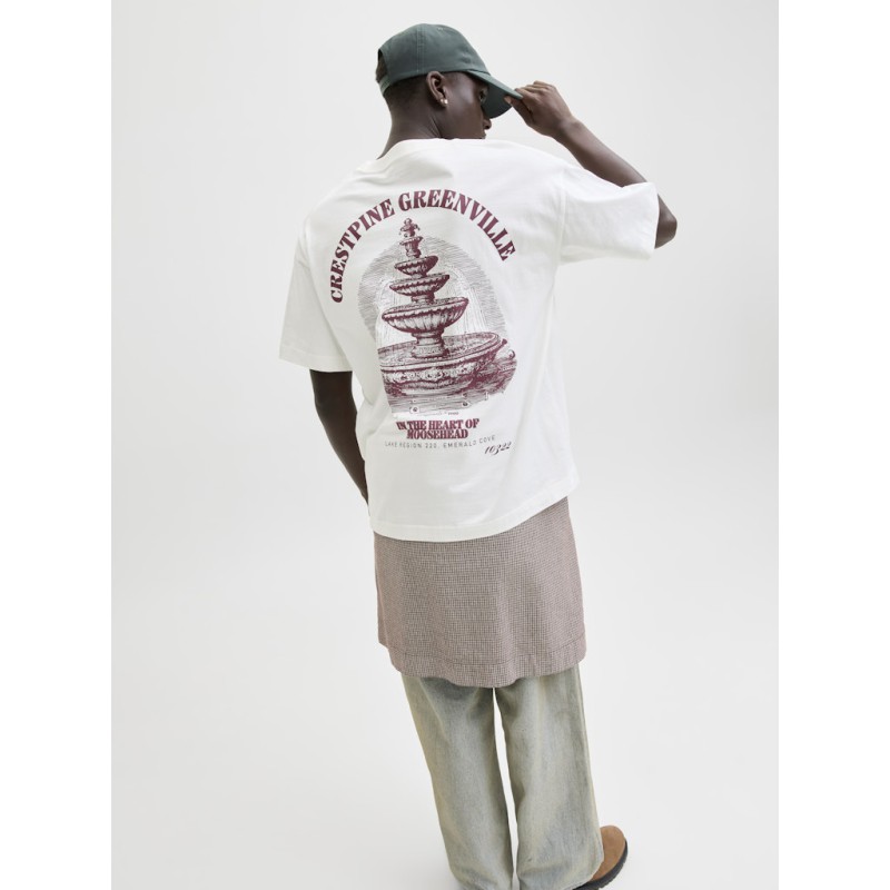 JACK & JONES Maine S/S bag Print T-shirt - Cloud Dancer