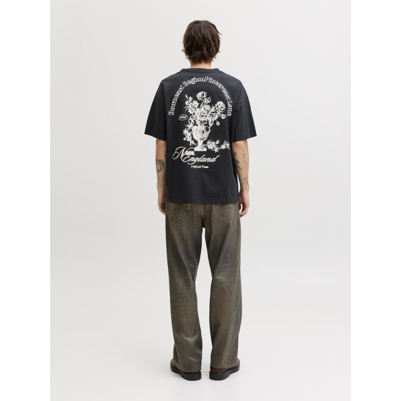 JACK & JONES Maine S/S bag Print T-shirt - Sort