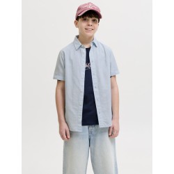 JACK & JONES Junior Breeze Hør S/S Skjorte - Celestial Blue
