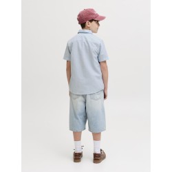 JACK & JONES Junior Breeze Hør S/S Skjorte - Celestial Blue