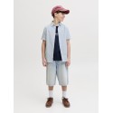 JACK & JONES Junior Breeze Hør S/S Skjorte - Celestial Blue