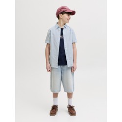 JACK & JONES Junior Breeze Hør S/S Skjorte - Celestial Blue