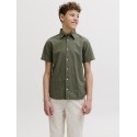 JACK & JONES Junior Breeze Hør S/S Skjorte - Dusty Olive