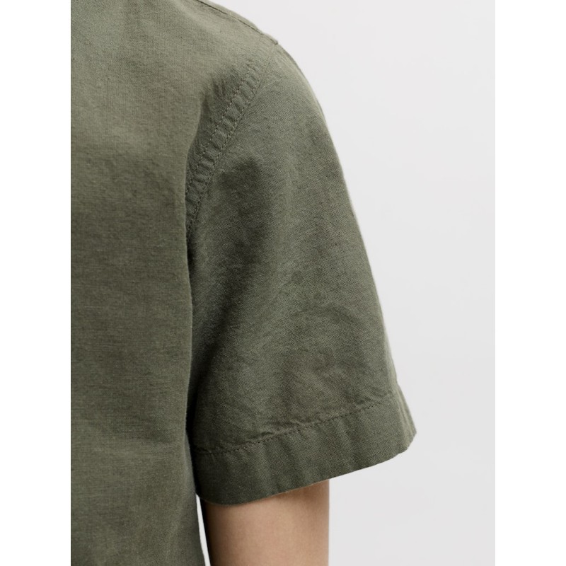 JACK & JONES Junior Breeze Hør S/S Skjorte - Dusty Olive