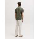 JACK & JONES Junior Breeze Hør S/S Skjorte - Dusty Olive