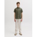 JACK & JONES Junior Breeze Hør S/S Skjorte - Dusty Olive