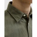 JACK & JONES Junior Breeze Hør S/S Skjorte - Dusty Olive