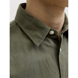 JACK & JONES Junior Breeze Hør S/S Skjorte - Dusty Olive