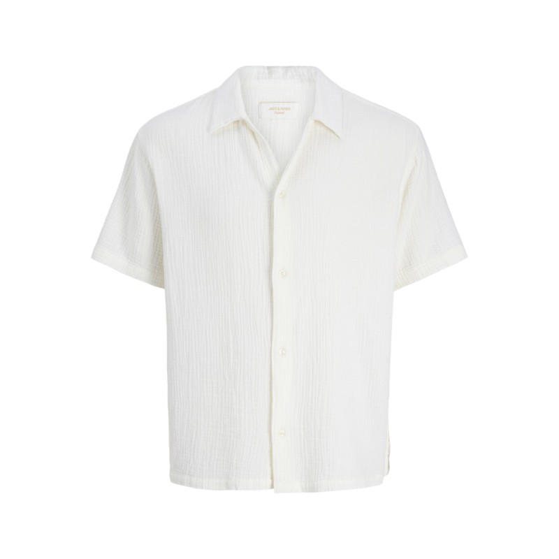 JACK & JONES Junior Nantucket Double Cloth S/S Skjorte - Cloud Dancer
