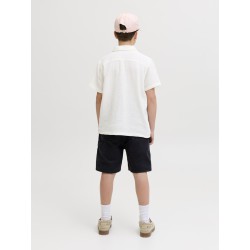 JACK & JONES Junior Nantucket Double Cloth S/S Skjorte - Cloud Dancer