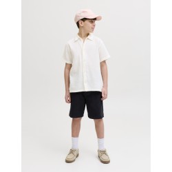 JACK & JONES Junior Nantucket Double Cloth S/S Skjorte - Cloud Dancer